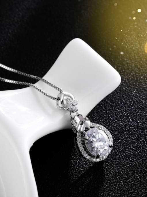 white Fashion Water Drop Shaped Zircon Necklace