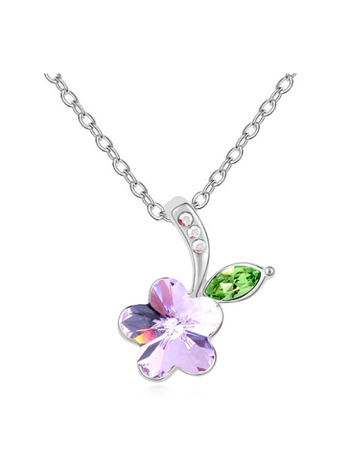 QIANZI Fashion Flowery austrian Crystals Pendant Alloy Necklace