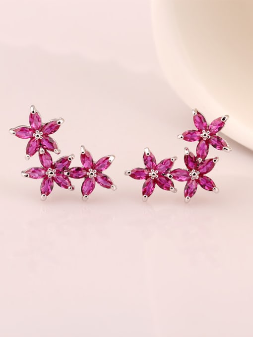 Qing Xing Lucky Flower Hypoallergenic  Really Platinum Plated Cluster earring 1