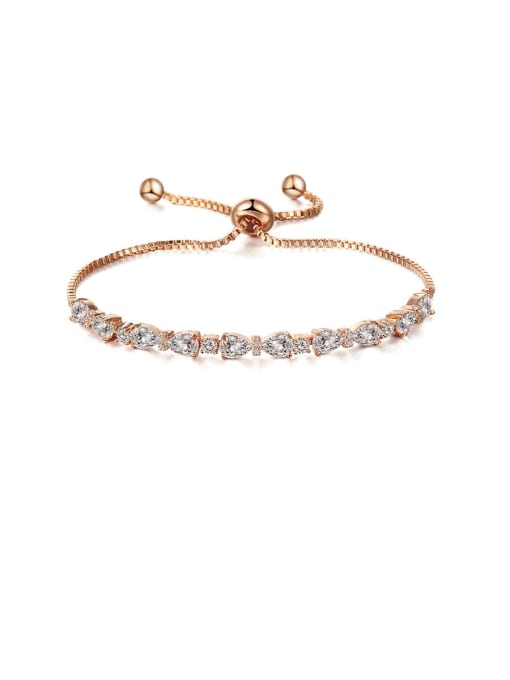 Rose Gold Copper With Cubic Zirconia  Fashion Water Drop Bracelets