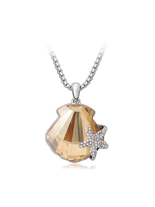 Champagne Fashion Starfish Scallop Austria Crystal Necklace
