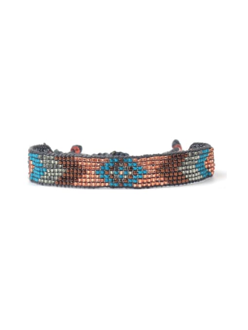 HB632-G Colorful Woven Glass Beads Women Bracelet