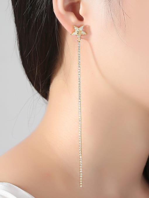 BLING SU Copper With 3A cubic zirconia Trendy Star Drop Earrings 2