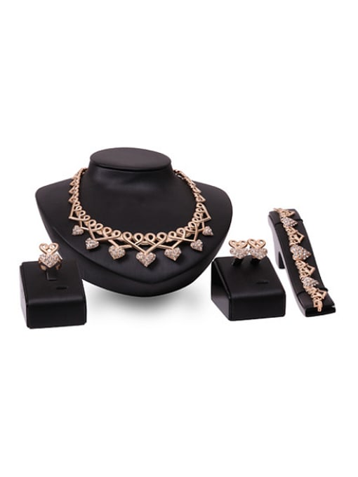 BESTIE Alloy Imitation-gold Plated Vintage style Rhinestones Heart-shaped Four Pieces Jewelry Set