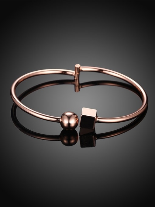 Ronaldo Personality Rose Gold Plated Copper Bead Bangle 2