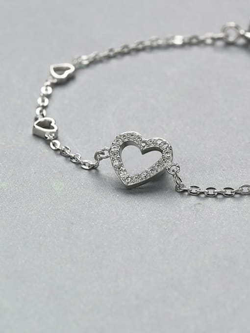 One Silver Women Exquisite Heart Shaped Zircon Bracelet 2