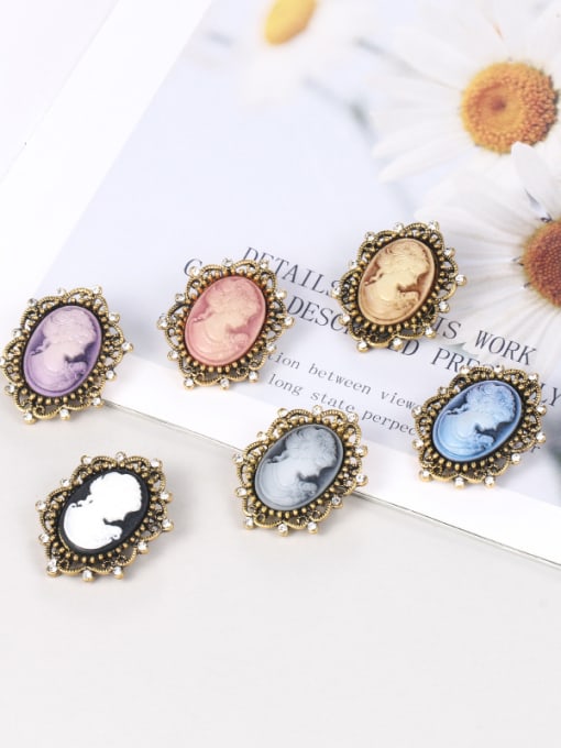 Mo Hai Alloy With Antique Copper Plated Vintage Beauty Head Brooches 1