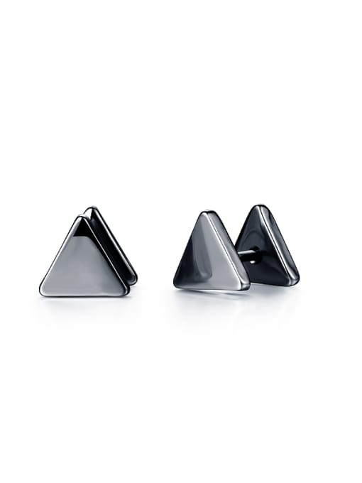 Black Simple Tiny Triangle Smooth Titanium Stud Earrings