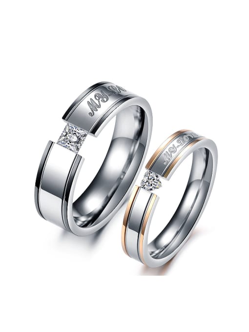 Open Sky Fashion Shiny Rhinestone Titanium Lovers Ring