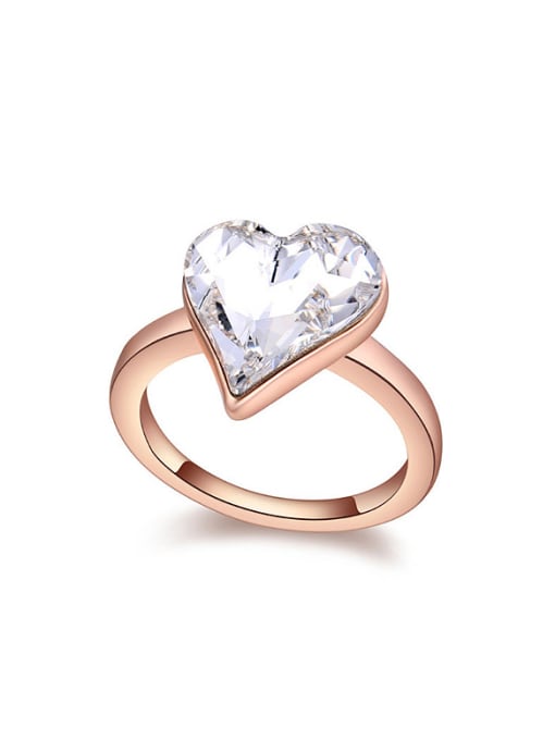 QIANZI Simple Heart austrian Crystal Rose Gold Plated Alloy Ring 0