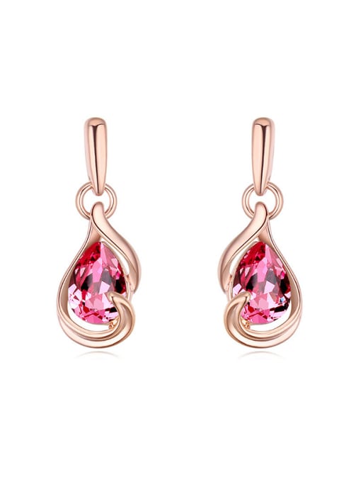 QIANZI Fashion Water Drop austrian Crystals Rose Gold Plated Earrings 0