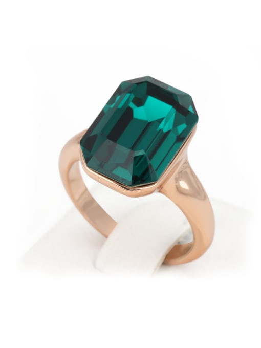 ZK Noble Rectangle Zircon Rose Gold Plated Ring