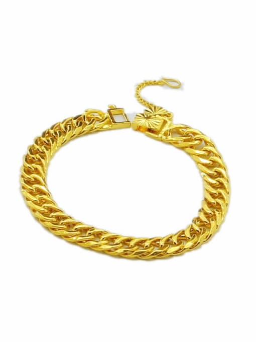 golden Men Exquisite 24K Gold Plated Geometric Shaped Bracelet