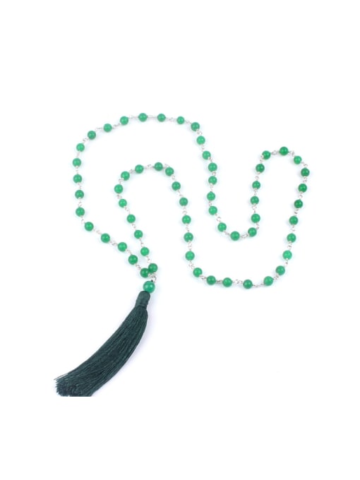 HN1790-C Color Agate Beads Tassel Long Necklace