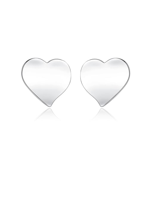 BLING SU Copper With Glossy  Simplistic Heart Stud Earrings 0