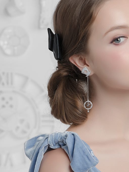 ALI Flickering clock micro-inlay AAA zircon asymmetrical Earrings 1