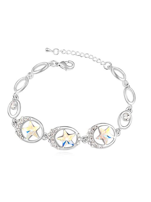 QIANZI Fashion Hollow Oval Star austrian Crystals Alloy Bracelet 3