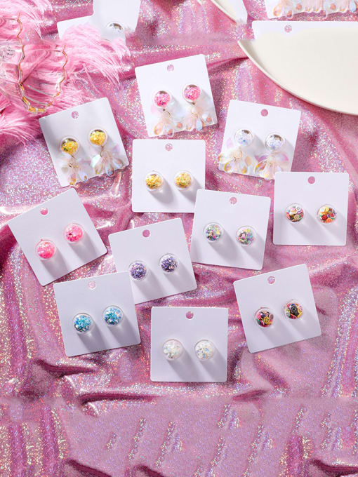 Girlhood Alloy With Platinum Plated Cute Colorful Sequins transparent Ball Drop Earrings 1