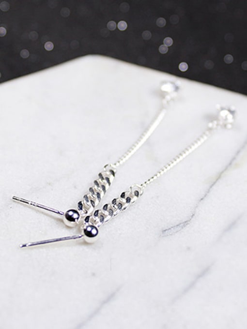 Peng Yuan Fashion Zircon Silver Chain Drop Earrings 2