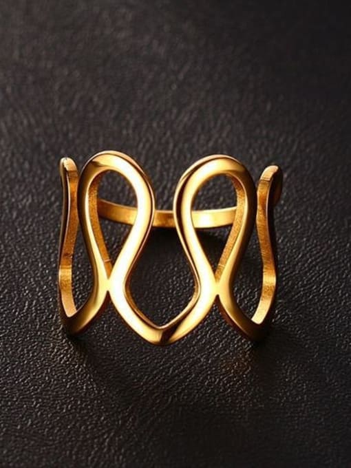 CONG Exquisite Gold Plated Geometric Shaped Titanium Ring 2