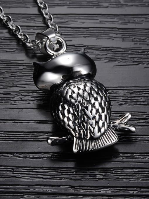 Open Sky Personalized Owl Zircon Titanium Necklace 1