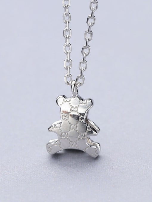 One Silver Cute Platinum Plated Bear Shaped Pendant 0