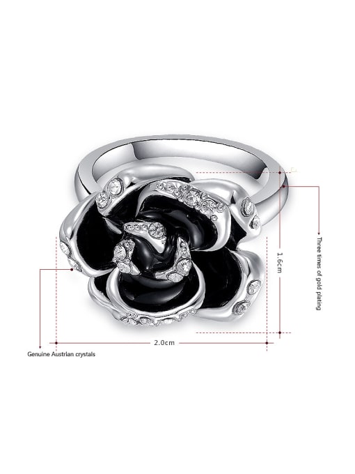 Ronaldo Black White Gold plated Flower Austria Crystal Two Pieces Jewelry Set 2