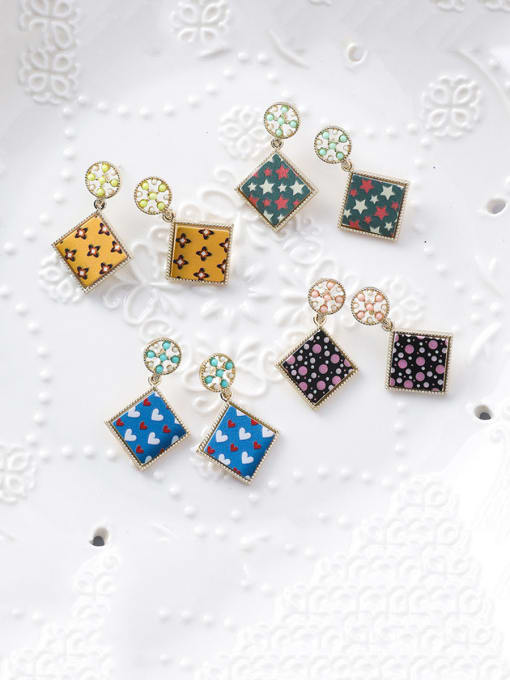 Girlhood Alloy With Rose Gold Plated Simplistic Geometric Printing Drop Earrings