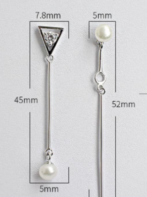 DAKA Fashion White Freshwater Pearl Cubic Zircon Silver Stud Earrings 3
