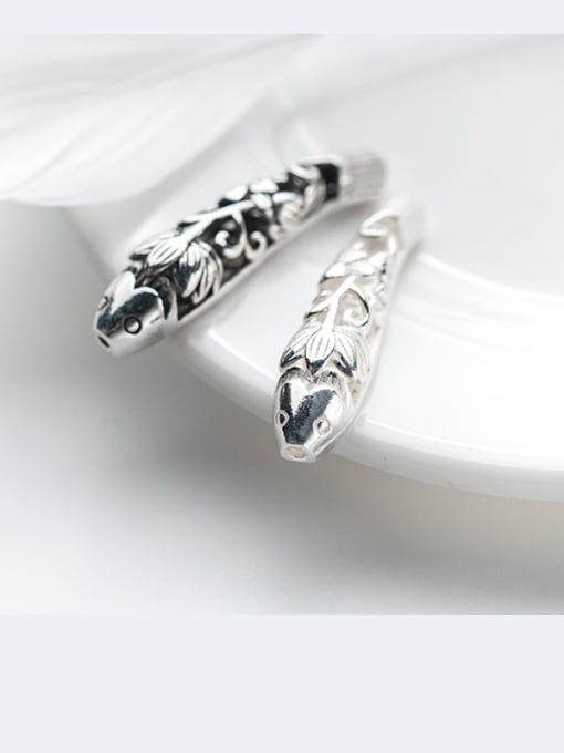 FAN 925 Sterling Silver With Silver Plated and Tai Silver& Hollow Lotus fish Bent Pipe 1