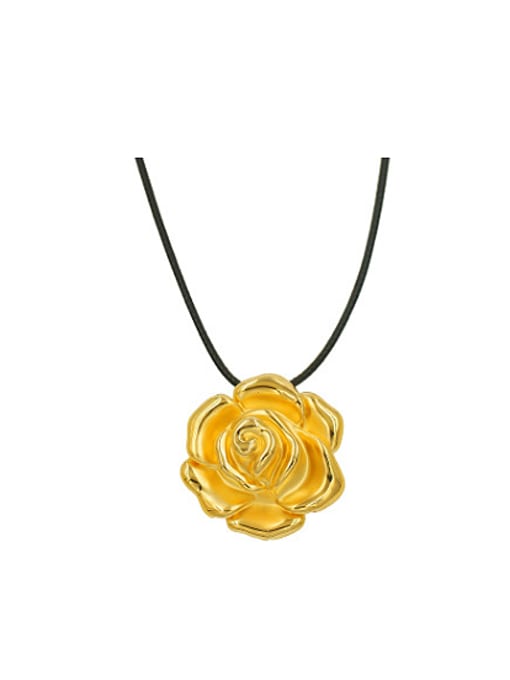 Copper Alloy 24K Gold Plated Multi-use Rose Black String Necklace -  1000005213
