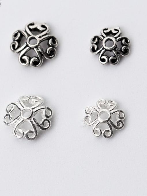 FAN 925 Sterling Silver With Antique Silver Plated Vintage Flower Bead Caps 0