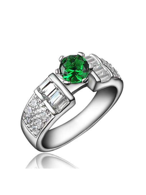 SANTIAGO Shimmering Green Round Shaped Zircon Women Ring 0