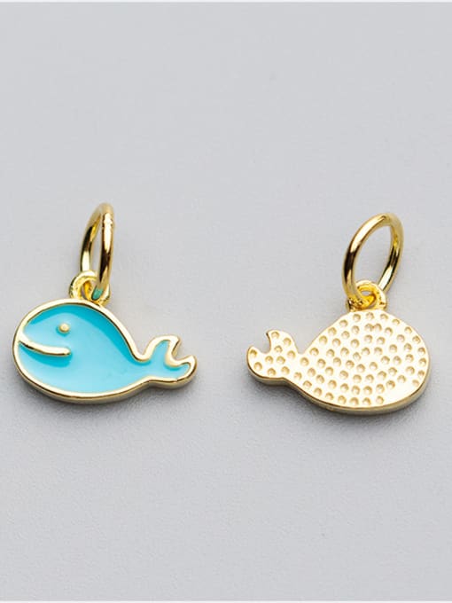 FAN 925 Sterling Silver With 18k Gold Plated Cute fish Charms 2