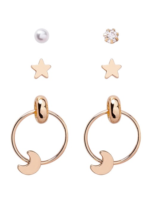 Girlhood Alloy With Gold Plated Trendy Flower Geometry Mini 6-piece earrings 0