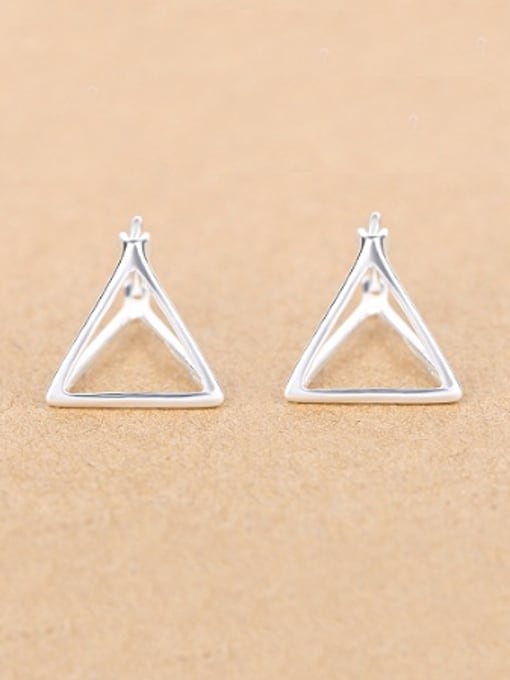 Peng Yuan Simple Hollow Solid Triangle stud Earring 0