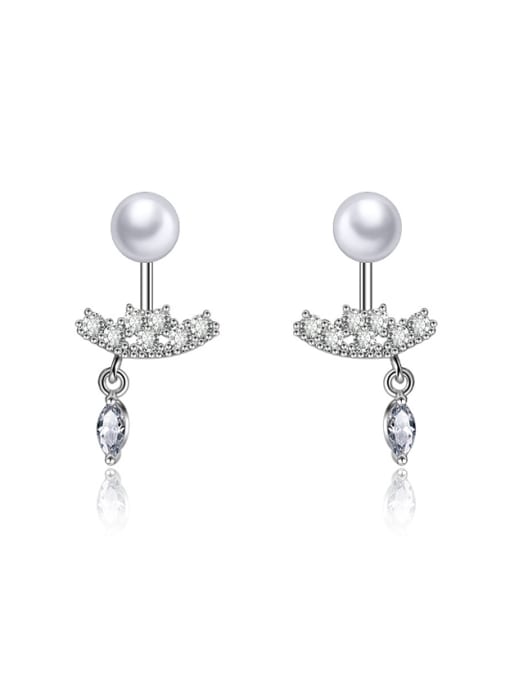 AI Fei Er Fashion Imitation Pearl White Zirconias Stud Earrings 0