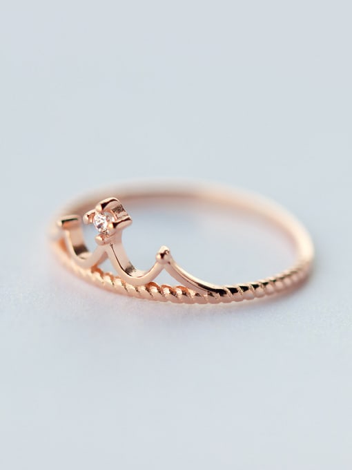 Rosh Exquisite Rose Gold Plated Crown Shaped Rhinestone Ring 0