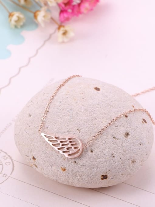 Rose Gold Angel Wings Stainless Steel Necklace