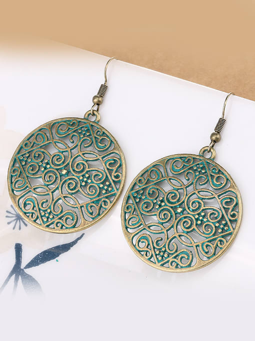 Gujin Personalized Antique Bronze Plated Hollow Round Exaggerated Earrings 2
