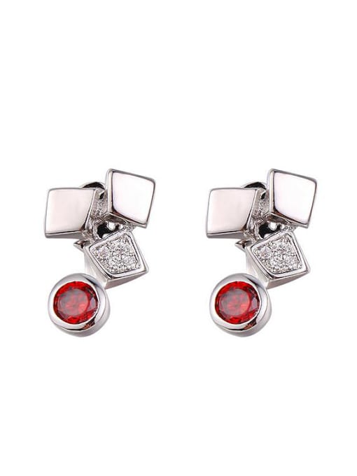 Red Copper Alloy White Gold Plated Fashion Creative Multiuse Zircon stud Earring