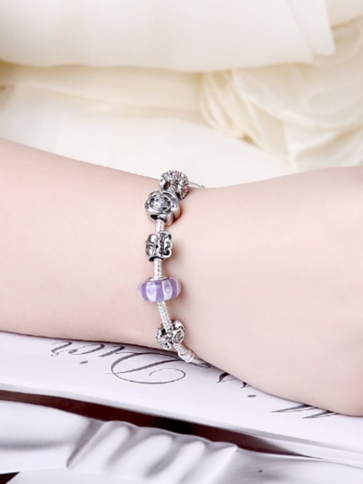OUXI Retro Flowery Decoration Glass Beads Bracelet 1