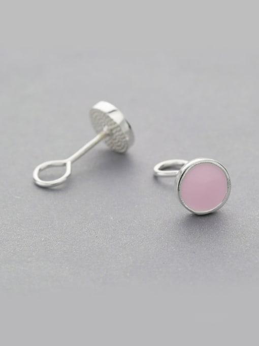 One Silver Fresh Round Shaped Stud Earrings