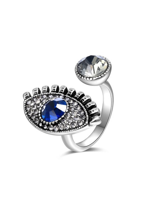 Silver Personality Open Design  Eye Shaped Zircon Ring