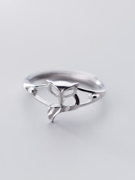 Rosh 925 Sterling Silver With Platinum Plated Cute Hollow Animal Free Size Rings