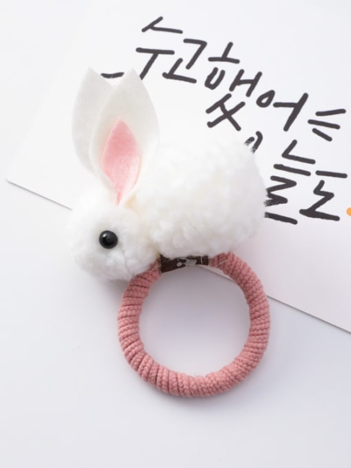H white (hairpin) Children's Plush ornaments With Cartoon Plush three-dimensional rabbit Hair Ropes