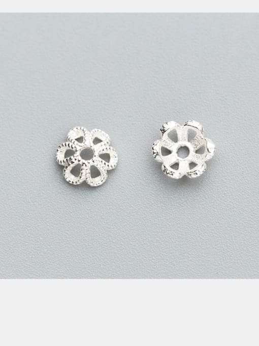 FAN 925 Sterling Silver With Silver Plated Hollow the six petals Bead Caps 2