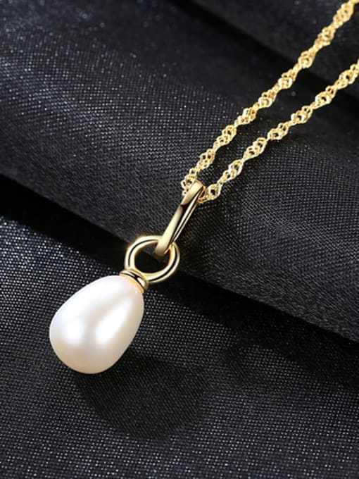 White Pure silver 18K-gold freshwater pearl necklace