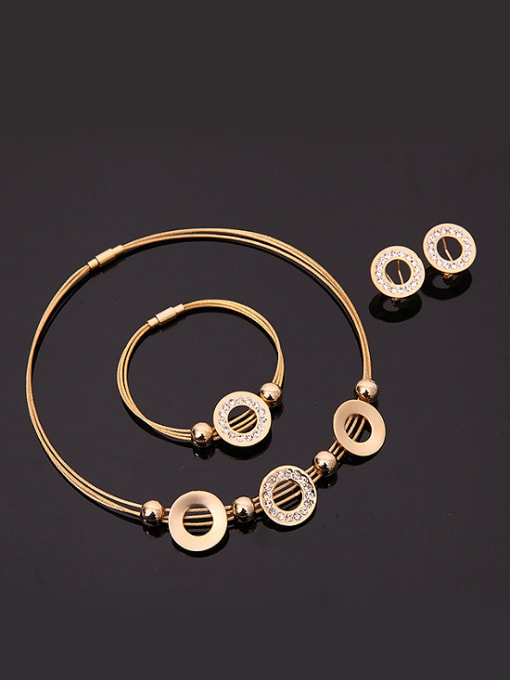 BESTIE Alloy Imitation-gold Plated Fashion Rhinestones Hollow Round shape Four Pieces Jewelry Set 1