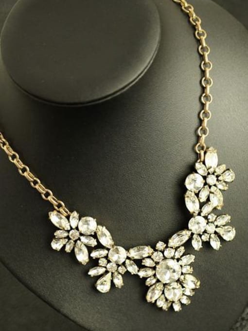 KM Fashion Crystal Leaves-Shaped Alloy Sweater Necklace 1